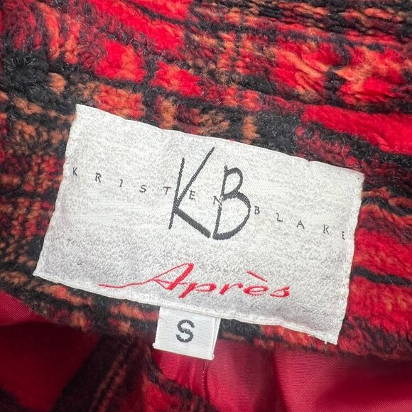 VTG Kristen Blake Après S Red Black Plaid Fleece Jacket Full Zip Cabin Core - Picture 3 of 8